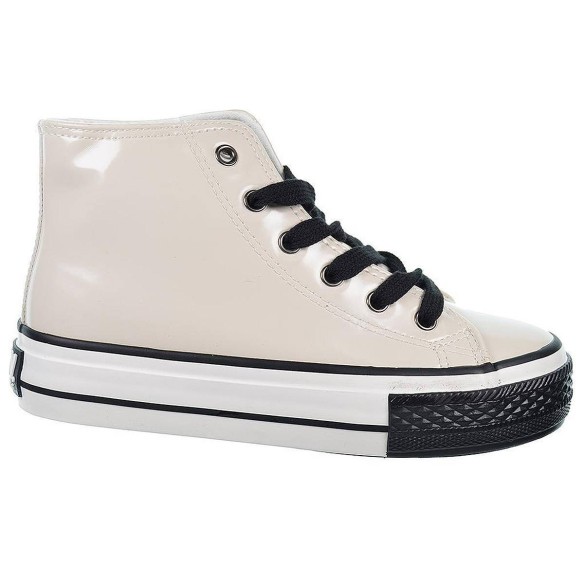 53301 B&W Zapatilla Bota Zapatilla con caña alta en charol y forro textil. Cierre con cremallera en lateral interior y cordones 