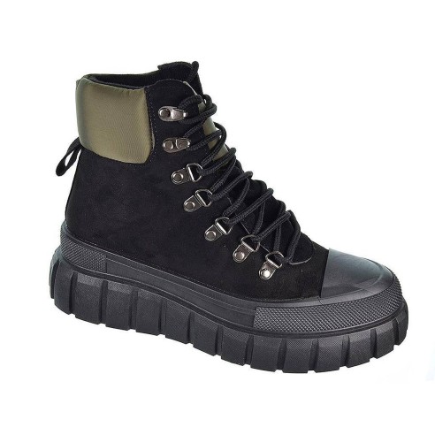 22207 Isteria Botín Botín en antelina y forrado interior textil. Cierre en cordones ajustables. Piso con plataforma de goma anti