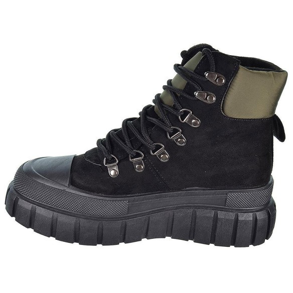 22207 Isteria Botín Botín en antelina y forrado interior textil. Cierre en cordones ajustables. Piso con plataforma de goma anti