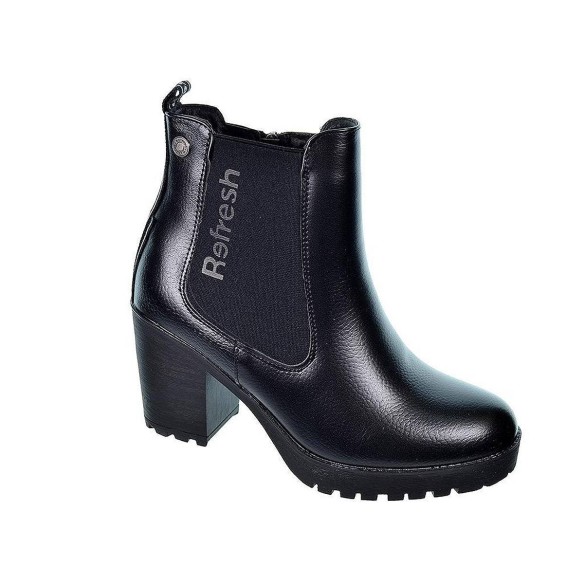 170063 Refresh Botín Botín sintético con elástico lateral exterior. Forrado en textil acolchado y cierre con cremallera interior