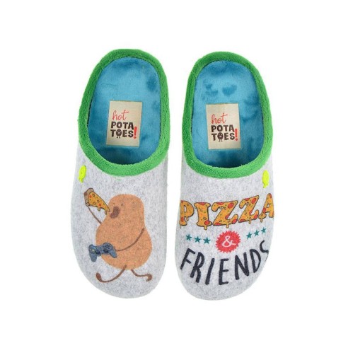 Navan Potatoes Zapatilla Casa Zapatillas destalonadas estampado de fieltro reciclado. Planta afelpada de tejido poliéster. Plant