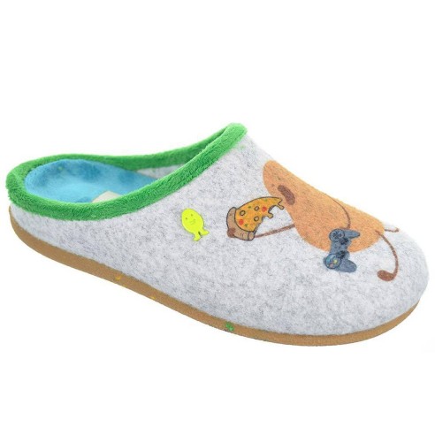 Navan Potatoes Zapatilla Casa Zapatillas destalonadas estampado de fieltro reciclado. Planta afelpada de tejido poliéster. Plant