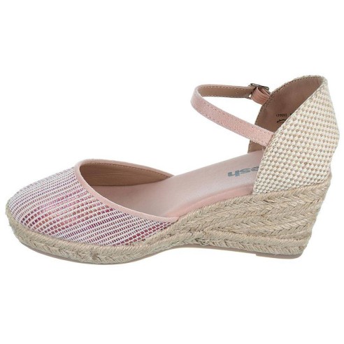 170693 Refresh Alpargata Zapatilla textil y pulsera con cierre en hebilla. Plantilla textil acolchada. Piso en yute con cuña