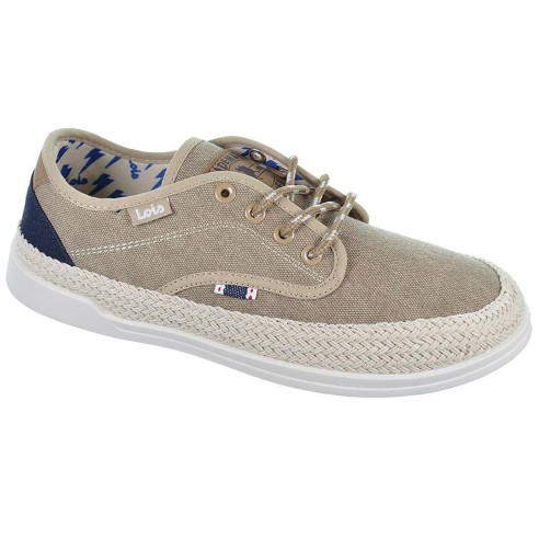 Zapatilla de lona Forro interior y plantilla textil acolchado. Cordones ajustables. Suela de caucho y revestimiento en yute.