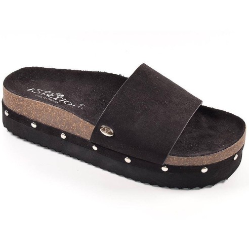 8076 Isteria Zueco Sandalia Zueco antelina con planta bío en textil y suela con plataforma de eva termoconformada. Ideales para 