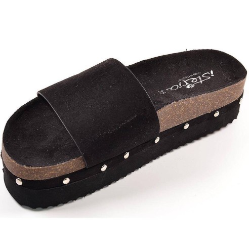 8076 Isteria Zueco Sandalia Zueco antelina con planta bío en textil y suela con plataforma de eva termoconformada. Ideales para 