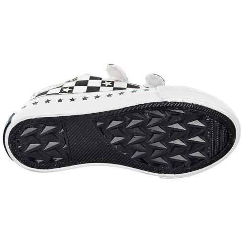 14170 Osito Zapatilla Lona. Estampado de cuadros y forro textil. Cierre con doble velcro. Piso y puntera de goma antideslizante