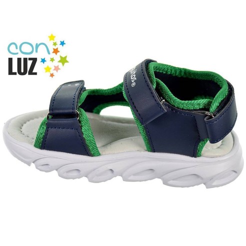 126002 Conguitos Sandalia Bio Luces en sintético. Forro en textil. plantilla acolchada. velcro empeine y en talón. Suela de goma