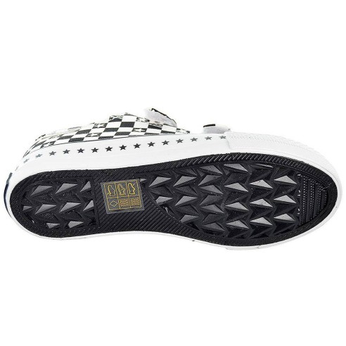 128323 Conguitos Zapatilla de lona con estampado de cuadros y forro textil. Velcro. Piso y puntera de goma antideslizante.