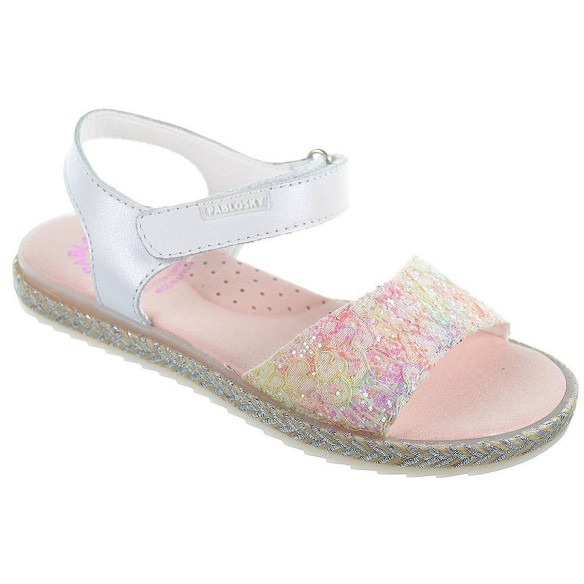 420908 Pablosky Sandalia textil piel cierre en velcro. Plantilla textil acolchada antibacterias. Suela goma perfil yute