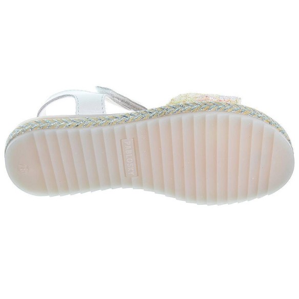 420908 Pablosky Sandalia textil piel cierre en velcro. Plantilla textil acolchada antibacterias. Suela goma perfil yute