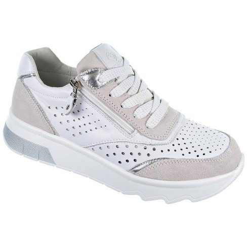 23301  Amarpies Zapato Casual de mujer en piel perforada. Plantilla acolchada confort extraíble