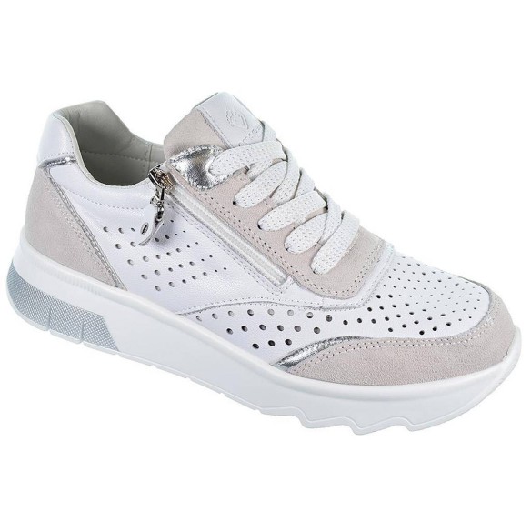 23301  Amarpies Zapato Casual de mujer en piel perforada. Plantilla acolchada confort extraíble