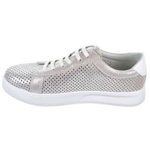 17086 Amarpies Zapato Casual de Mujer en piel perforada. Plantilla acolchada confort extraíble. Cordones.  suela de caucho.