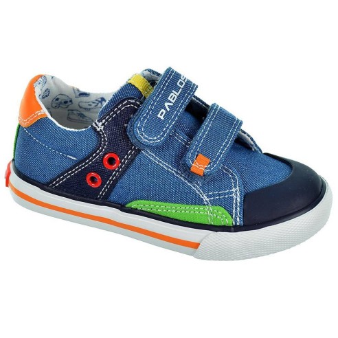 971511 Pablosky Zapatilla Lona. forro en tejido, plantilla de piel extraíble. Doble velcro. Piso de goma antideslizante