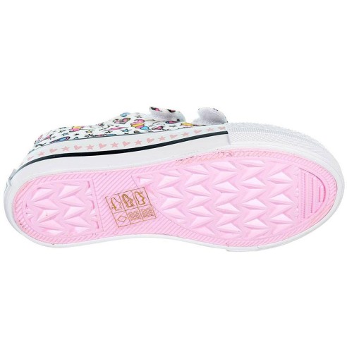 14166 Osito Zapatilla de Lona con estampado de unicornio y forro interior textil. doble velcro. Suela de  goma antideslizante