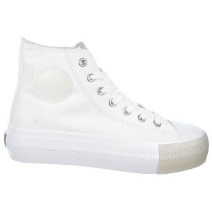 B&W Zapatilla Bota Lona caña alta, forro textil. Con cordones . Piso de plataforma y puntera de goma antideslizante.