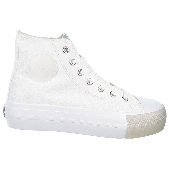 B&W Zapatilla Bota Lona caña alta, forro textil. Con cordones . Piso de plataforma y puntera de goma antideslizante.