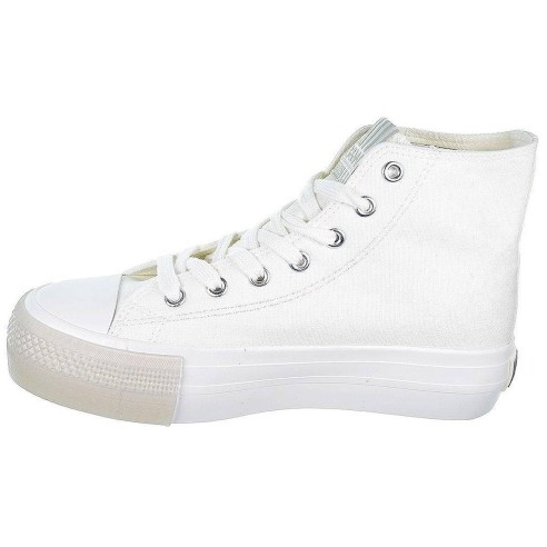 B&W Zapatilla Bota Lona caña alta, forro textil. Con cordones . Piso de plataforma y puntera de goma antideslizante.