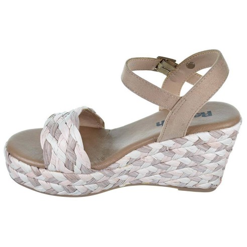 170529 Refresh Sandalia de rafia trenzada. Hebilla. Forro textil. Plantilla acolchada. Plataforma yute. cuña 8cm. Antideslizante