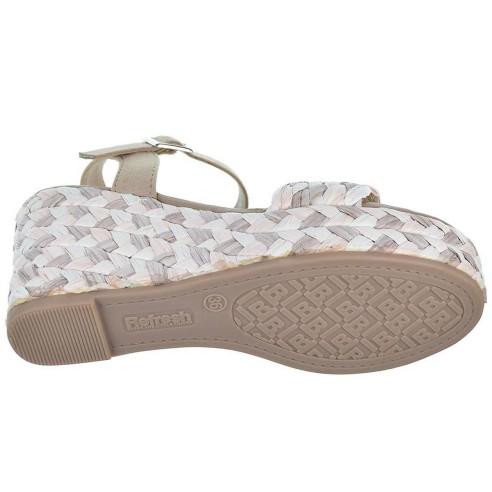 170529 Refresh Sandalia de rafia trenzada. Hebilla. Forro textil. Plantilla acolchada. Plataforma yute. cuña 8cm. Antideslizante