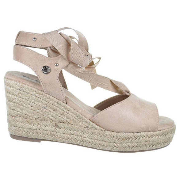 170771 Refresh Sandalia en antelina. cintas. Forro textil y plantilla acolchada. plataforma con cuña. forro yute. Antideslizante