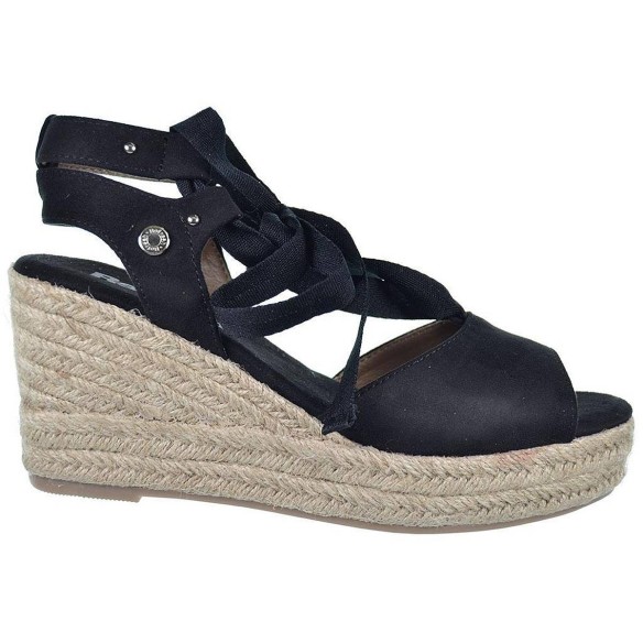 170771 Refresh Sandalia en antelina. cintas. Forro textil y plantilla acolchada. plataforma con cuña. forro yute. Antideslizante