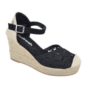 170869 Refresh Alpargata textil acolchada con pulsera y cierre en hebilla. Piso yute. Con cuña y suela antideslizante 2