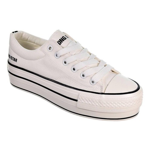 21453 DNG Zapatilla de lona. Forro textil. Cierre en cordones. Piso con plataforma y puntera de goma antideslizante. Bambas