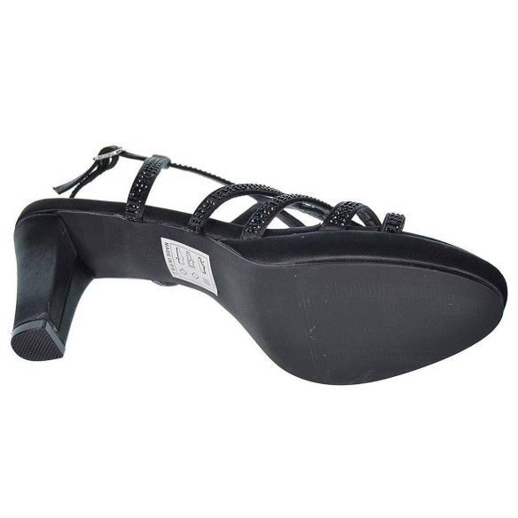 D´Angela Sandalia de fiesta textil. Cierre con hebilla regulable. Piso con plataforma y tacón 7cm.aprox. Eventos o ceremonias.