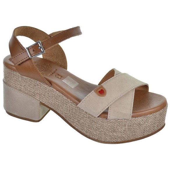 5253 Oh! My Sandal Sandalia piel con tiras cruzadas. Confort. Cierre en pulsera con hebilla. Piso tacón ancho con plataforma