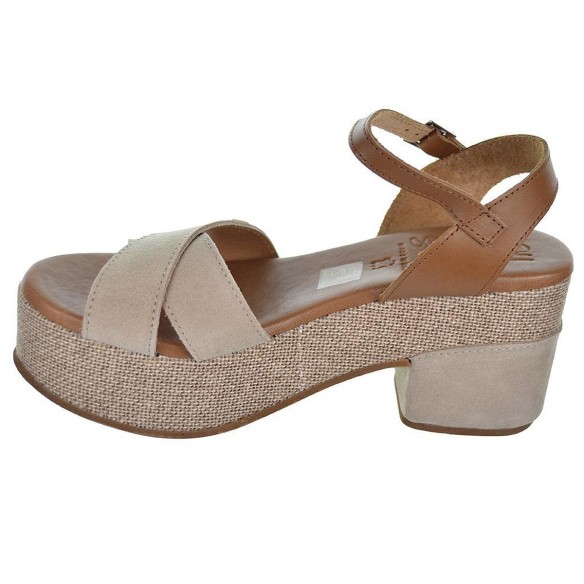 5253 Oh! My Sandal Sandalia piel con tiras cruzadas. Confort. Cierre en pulsera con hebilla. Piso tacón ancho con plataforma