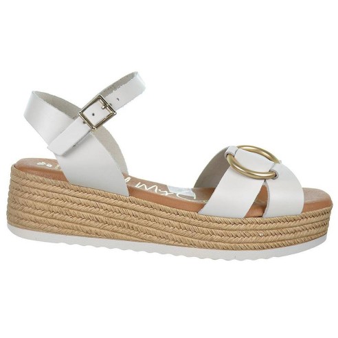 5210  Oh! My Sandals Sandalia piel. Plantilla confort y cierre en pulsera con hebilla. Plataforma e imitación yute, altura 4cm.