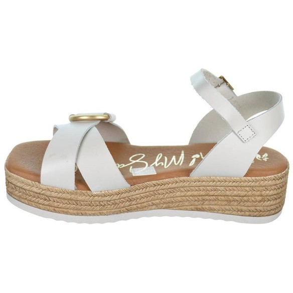 5210  Oh! My Sandals Sandalia piel. Plantilla confort y cierre en pulsera con hebilla. Plataforma e imitación yute, altura 4cm.