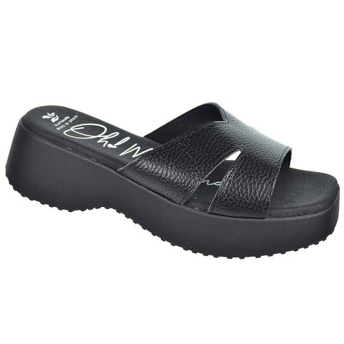 5194 Oh! My Sandals Zueco de piel con plantilla confort. Piso con plataforma de goma antideslizante.