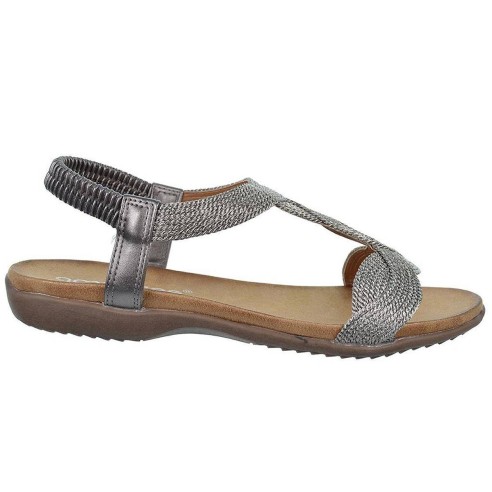 23572 Amarpies Sandalia textil y sintético y talón elástico, plantilla confort y suela de goma muy ligera y flexible.